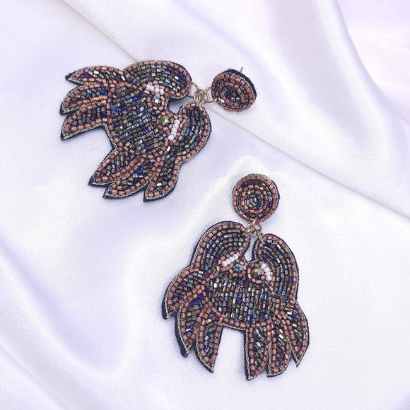 Seed Bead Earring, CRAB earring, LOBSTER earring, Beach earring,Mermaid, SEALIFE - Picture 5 of 6